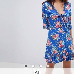 🇫🇷Parisian Tall Floral Dress w/ Tie Front & Ruffle Hem🇫🇷